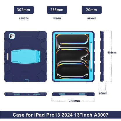 For iPad Pro 13 (2024) Kickstand Case PC+Silicone Anti-Drop Tablet Cover