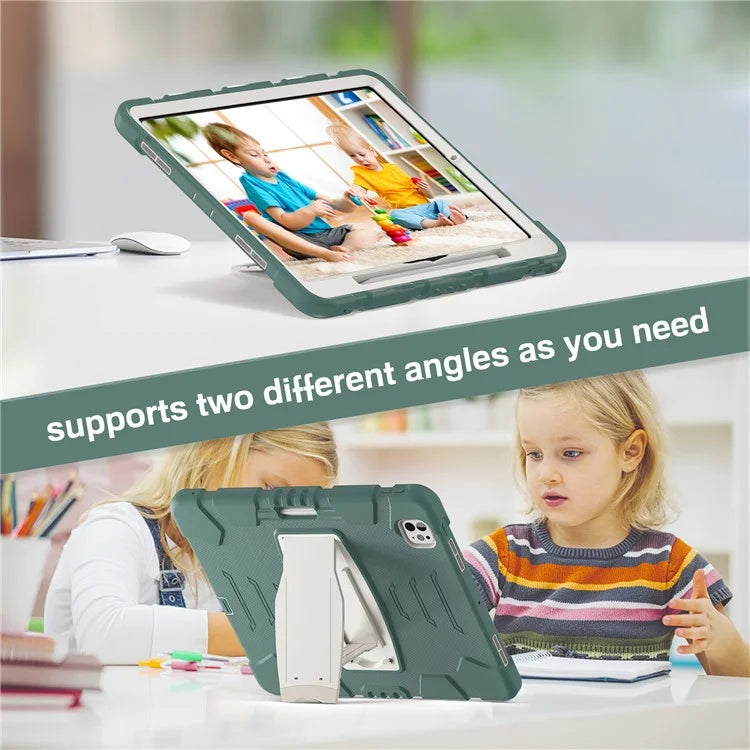 For iPad Pro 13 (2024) Kickstand Case PC+Silicone Anti-Drop Tablet Cover