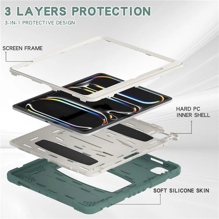 For iPad Pro 13 (2024) Kickstand Case PC+Silicone Anti-Drop Tablet Cover