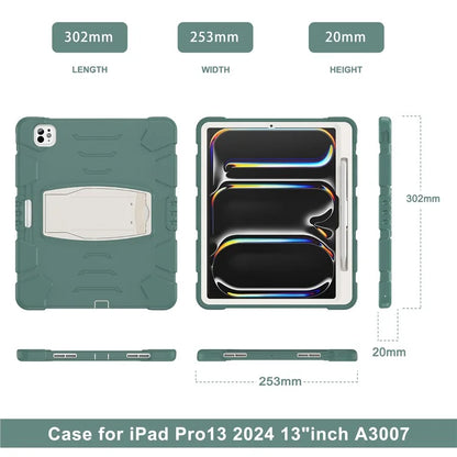 For iPad Pro 13 (2024) Kickstand Case PC+Silicone Anti-Drop Tablet Cover