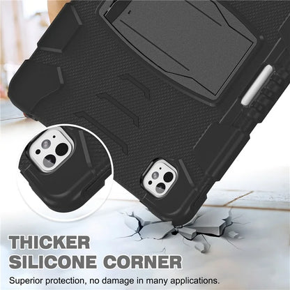 For iPad Pro 13 (2024) Kickstand Case PC+Silicone Anti-Drop Tablet Cover