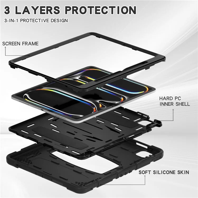 For iPad Pro 13 (2024) Kickstand Case PC+Silicone Anti-Drop Tablet Cover