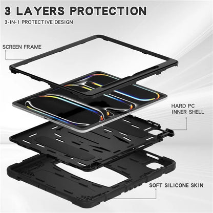 For iPad Pro 13 (2024) Kickstand Case PC+Silicone Anti-Drop Tablet Cover