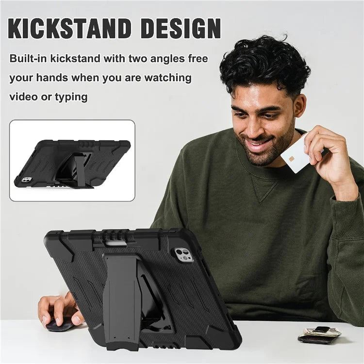 For iPad Pro 13 (2024) Kickstand Case PC+Silicone Anti-Drop Tablet Cover