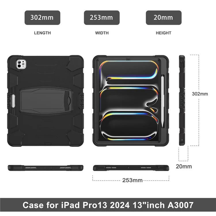For iPad Pro 13 (2024) Kickstand Case PC+Silicone Anti-Drop Tablet Cover