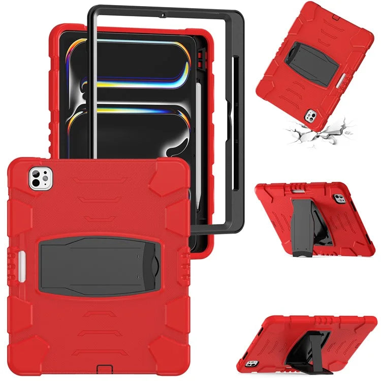 For iPad Pro 13 (2024) Kickstand Case PC+Silicone Anti-Drop Tablet Cover