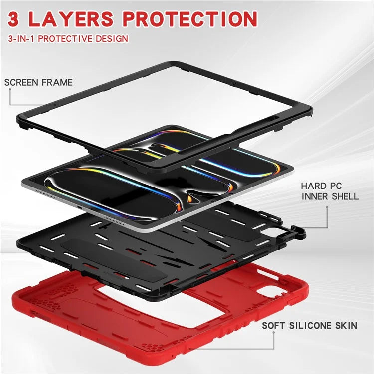 For iPad Pro 13 (2024) Kickstand Case PC+Silicone Anti-Drop Tablet Cover