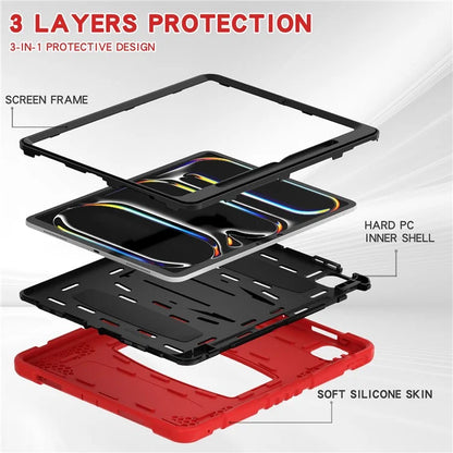 For iPad Pro 13 (2024) Kickstand Case PC+Silicone Anti-Drop Tablet Cover