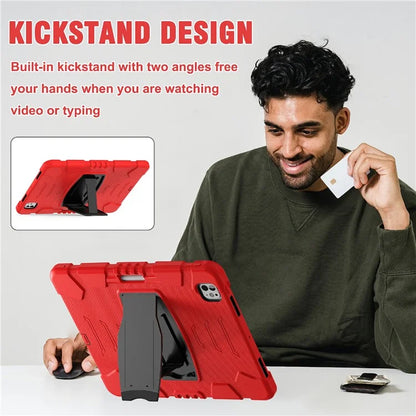 For iPad Pro 13 (2024) Kickstand Case PC+Silicone Anti-Drop Tablet Cover