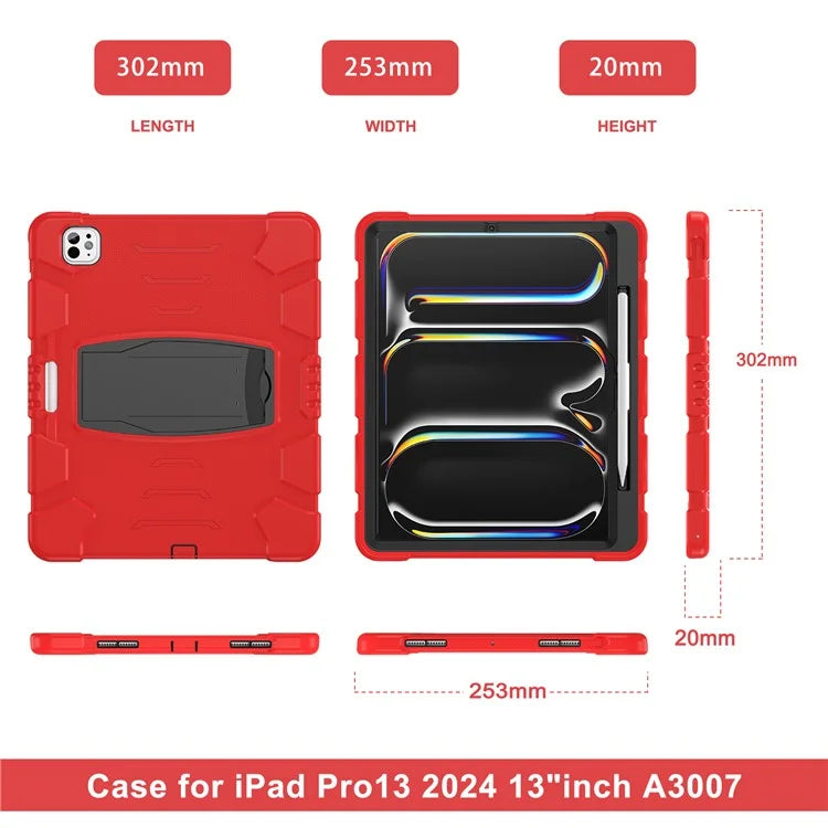 For iPad Pro 13 (2024) Kickstand Case PC+Silicone Anti-Drop Tablet Cover