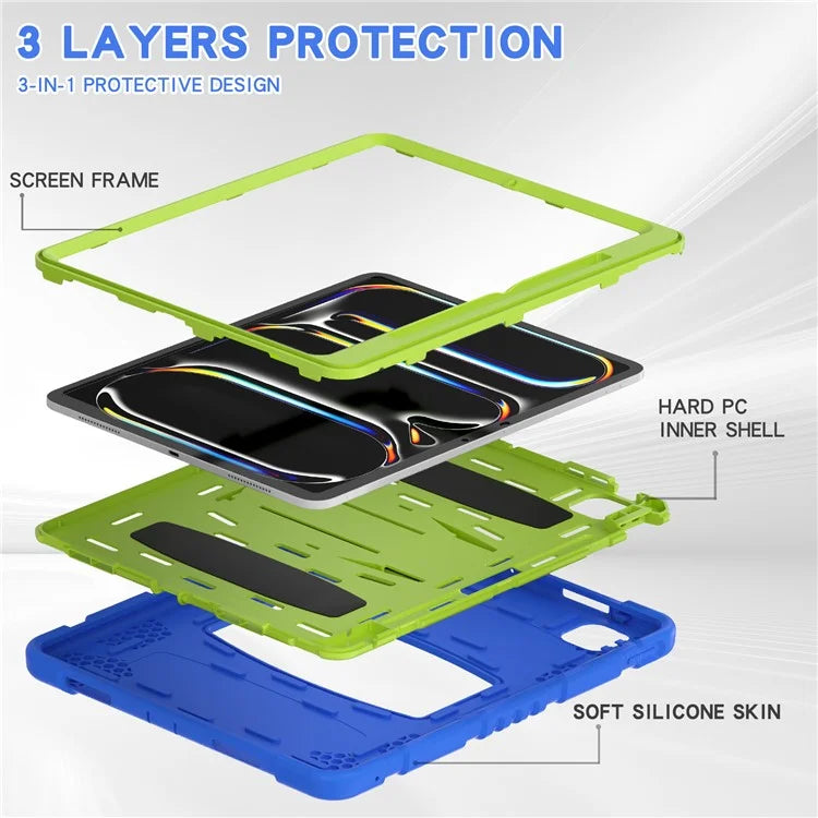 For iPad Pro 13 (2024) Kickstand Case PC+Silicone Anti-Drop Tablet Cover