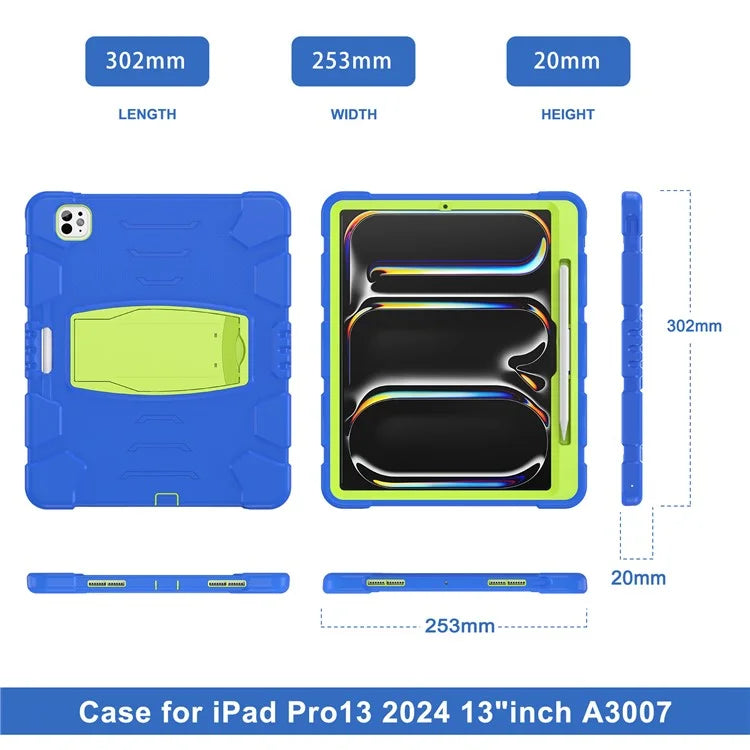 For iPad Pro 13 (2024) Kickstand Case PC+Silicone Anti-Drop Tablet Cover