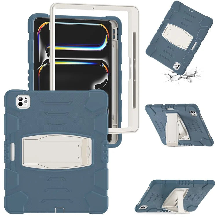 For iPad Pro 13 (2024) Kickstand Case PC+Silicone Anti-Drop Tablet Cover