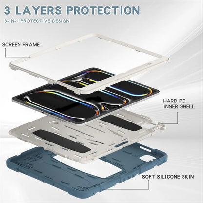 For iPad Pro 13 (2024) Kickstand Case PC+Silicone Anti-Drop Tablet Cover