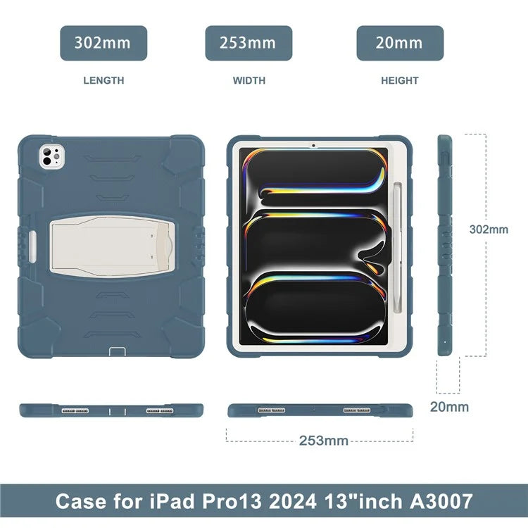 For iPad Pro 13 (2024) Kickstand Case PC+Silicone Anti-Drop Tablet Cover