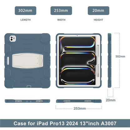 For iPad Pro 13 (2024) Kickstand Case PC+Silicone Anti-Drop Tablet Cover