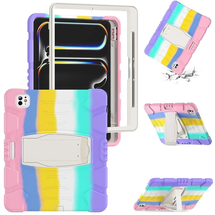 For iPad Pro 13 (2024) Kickstand Case PC+Silicone Anti-Drop Tablet Cover