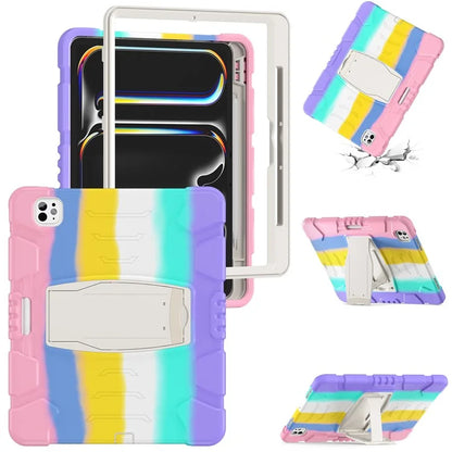 For iPad Pro 13 (2024) Kickstand Case PC+Silicone Anti-Drop Tablet Cover