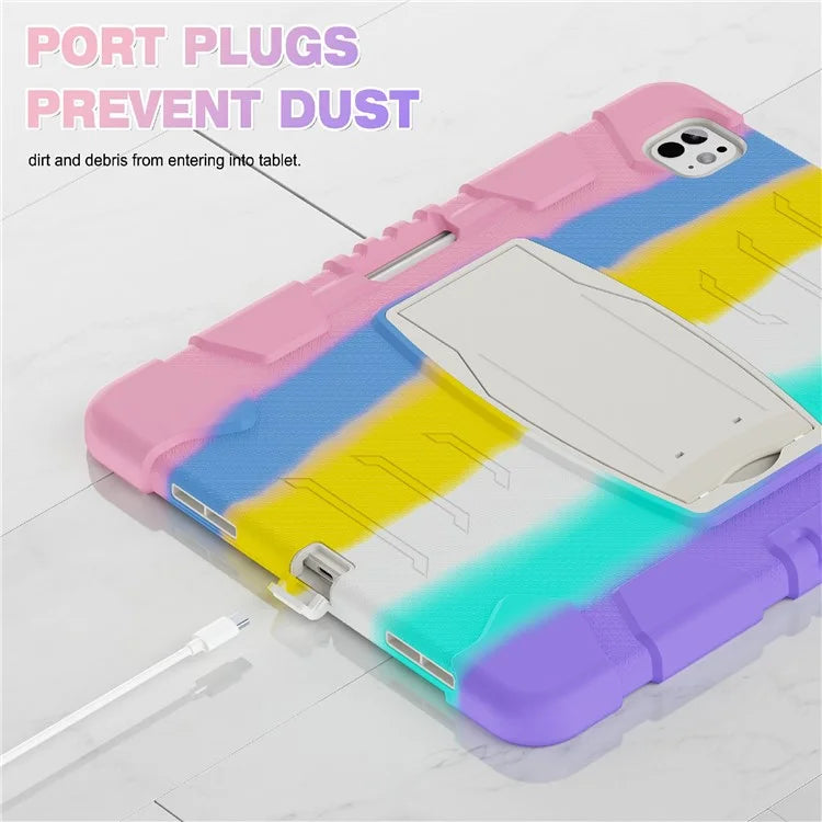 For iPad Pro 13 (2024) Kickstand Case PC+Silicone Anti-Drop Tablet Cover