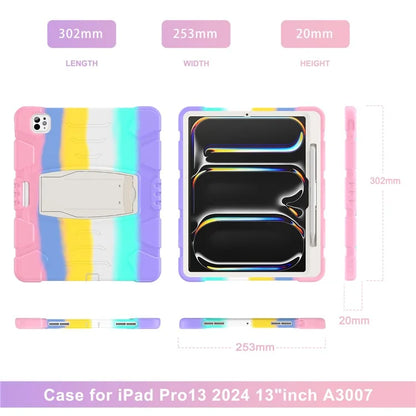 For iPad Pro 13 (2024) Kickstand Case PC+Silicone Anti-Drop Tablet Cover