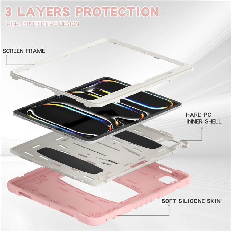 For iPad Pro 13 (2024) Kickstand Case PC+Silicone Anti-Drop Tablet Cover