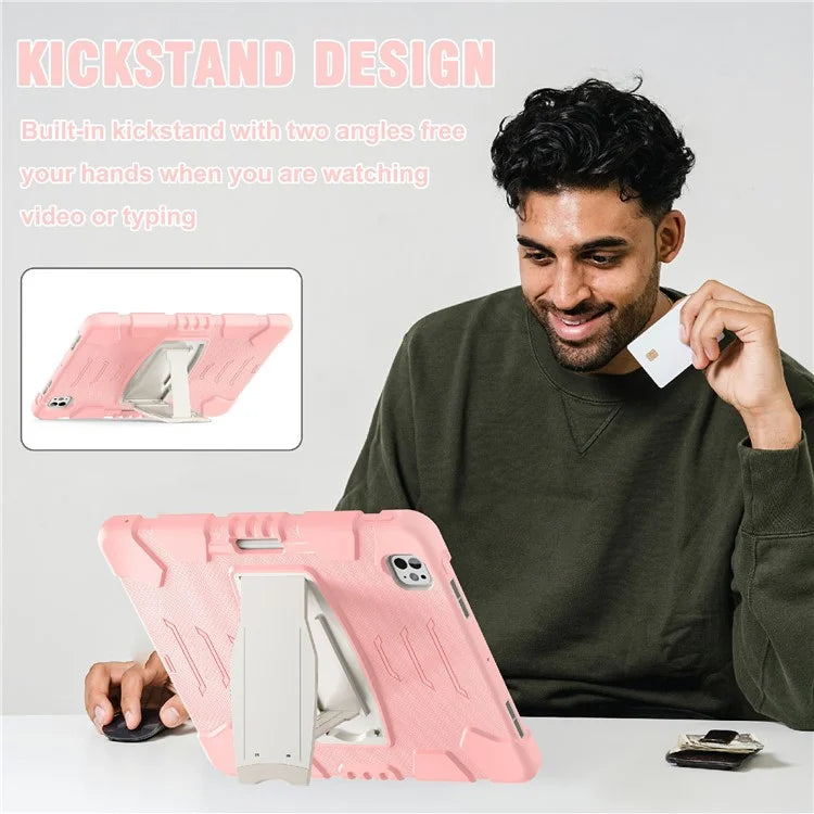 For iPad Pro 13 (2024) Kickstand Case PC+Silicone Anti-Drop Tablet Cover