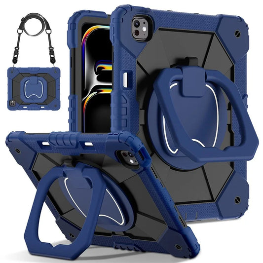 For iPad Pro 13 (2024) Kickstand Case Silicone+PC Tablet Cover