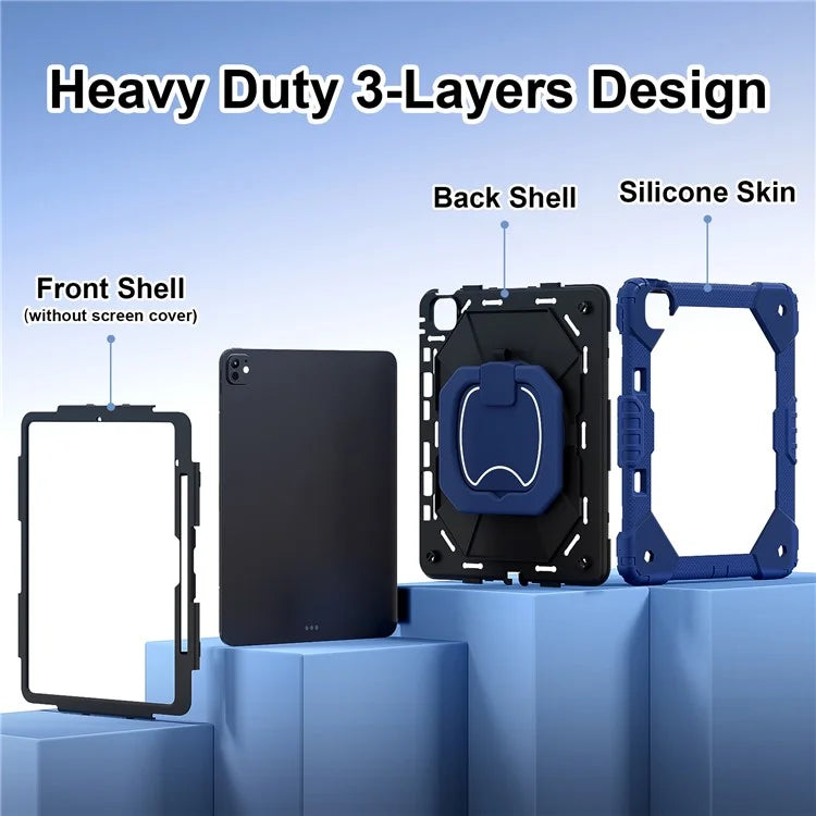 For iPad Pro 13 (2024) Kickstand Case Silicone+PC Tablet Cover