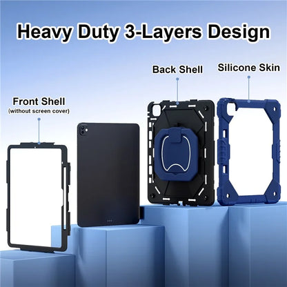 For iPad Pro 13 (2024) Kickstand Case Silicone+PC Tablet Cover