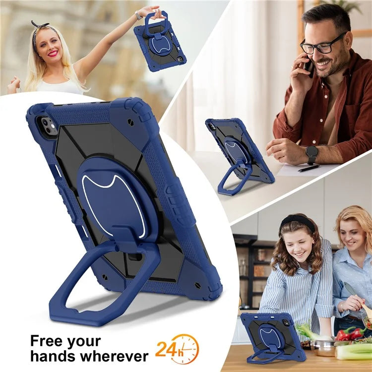 For iPad Pro 13 (2024) Kickstand Case Silicone+PC Tablet Cover