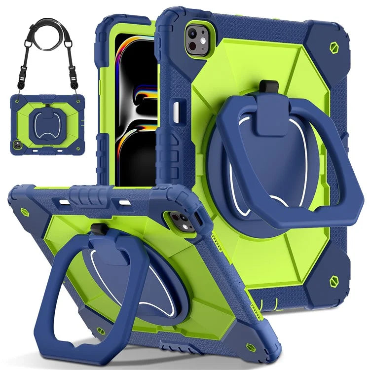 For iPad Pro 13 (2024) Kickstand Case Silicone+PC Tablet Cover
