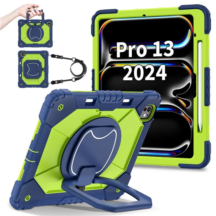 For iPad Pro 13 (2024) Kickstand Case Silicone+PC Tablet Cover