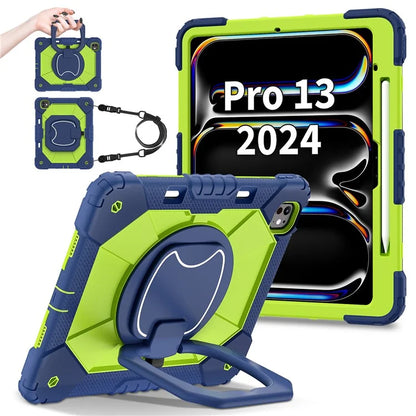 For iPad Pro 13 (2024) Kickstand Case Silicone+PC Tablet Cover