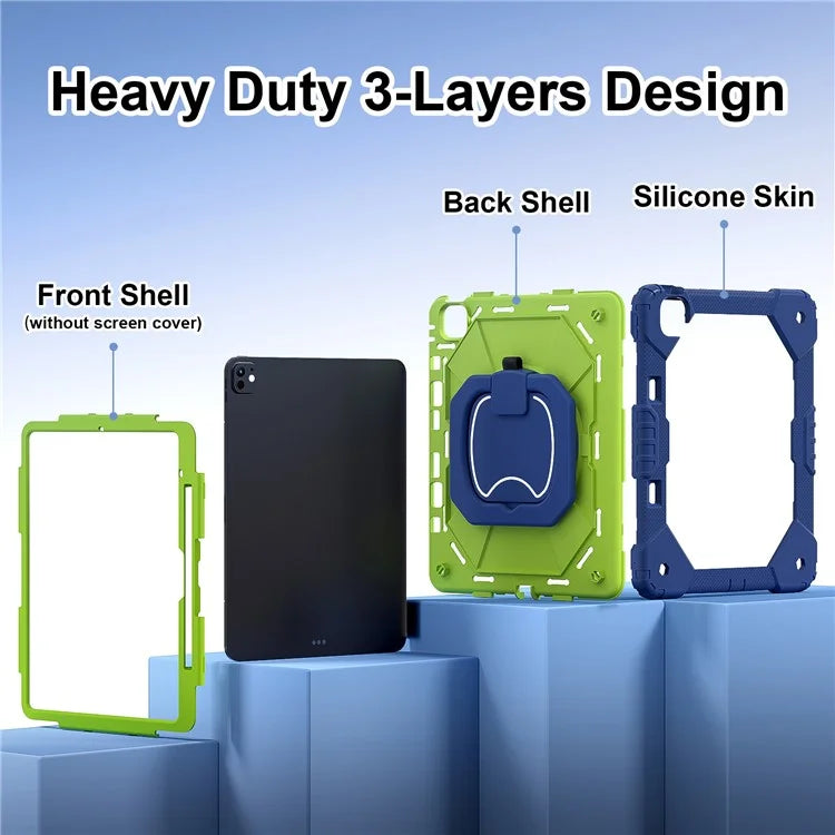 For iPad Pro 13 (2024) Kickstand Case Silicone+PC Tablet Cover