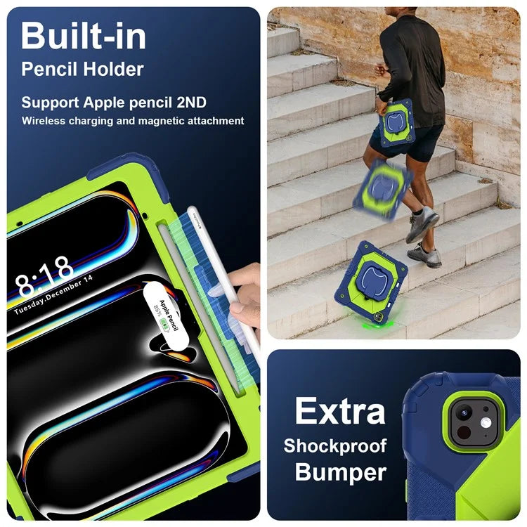 For iPad Pro 13 (2024) Kickstand Case Silicone+PC Tablet Cover