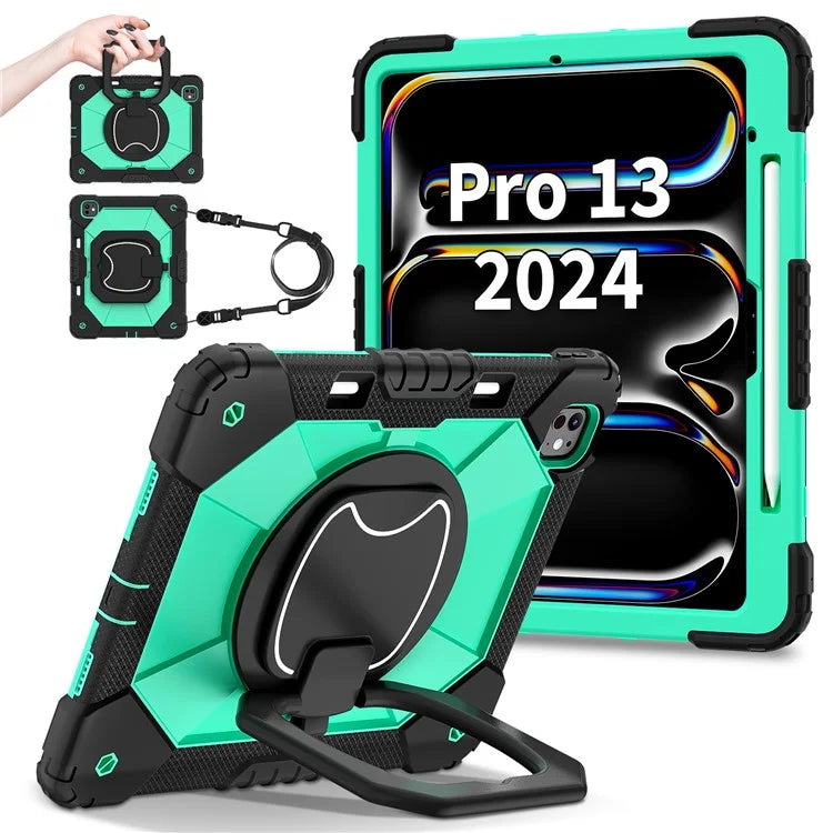 For iPad Pro 13 (2024) Kickstand Case Silicone+PC Tablet Cover
