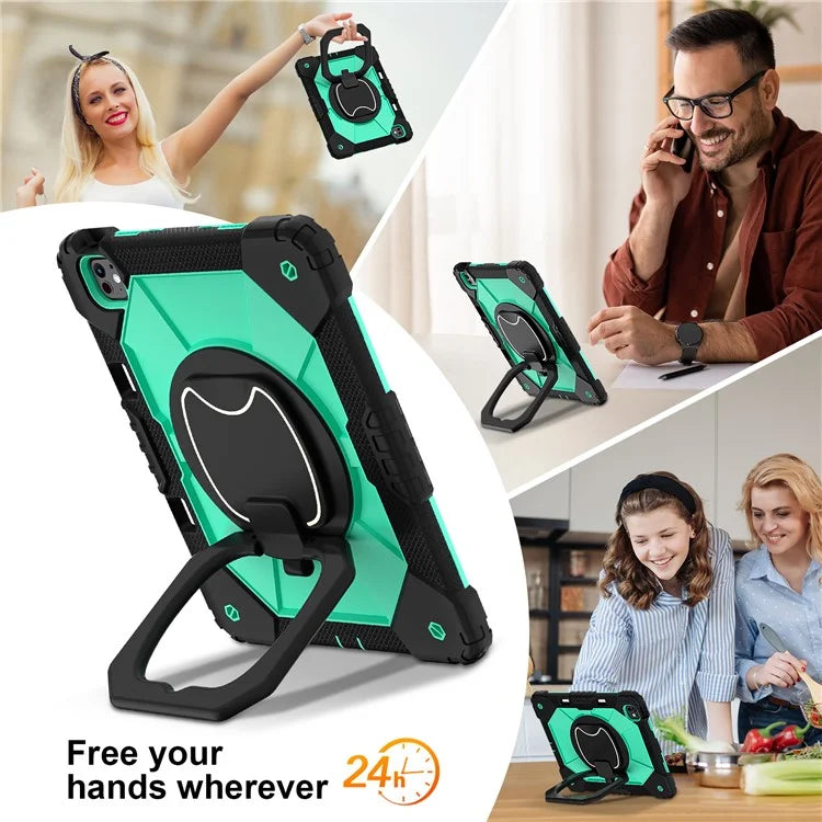 For iPad Pro 13 (2024) Kickstand Case Silicone+PC Tablet Cover