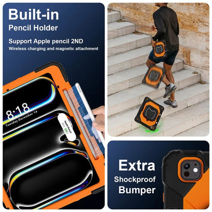 For iPad Pro 13 (2024) Kickstand Case Silicone+PC Tablet Cover