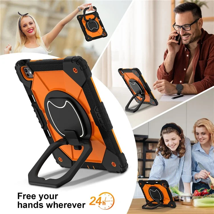 For iPad Pro 13 (2024) Kickstand Case Silicone+PC Tablet Cover