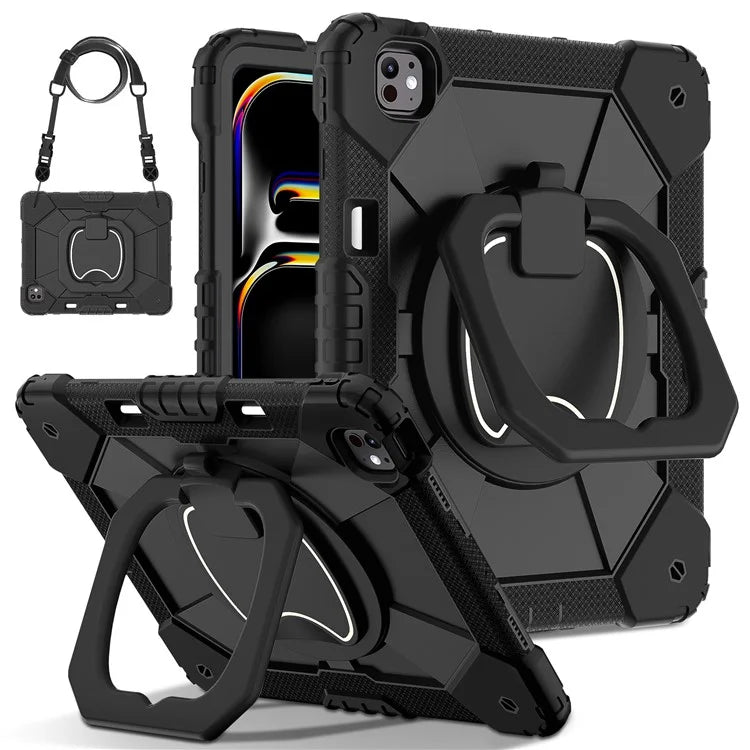For iPad Pro 13 (2024) Kickstand Case Silicone+PC Tablet Cover