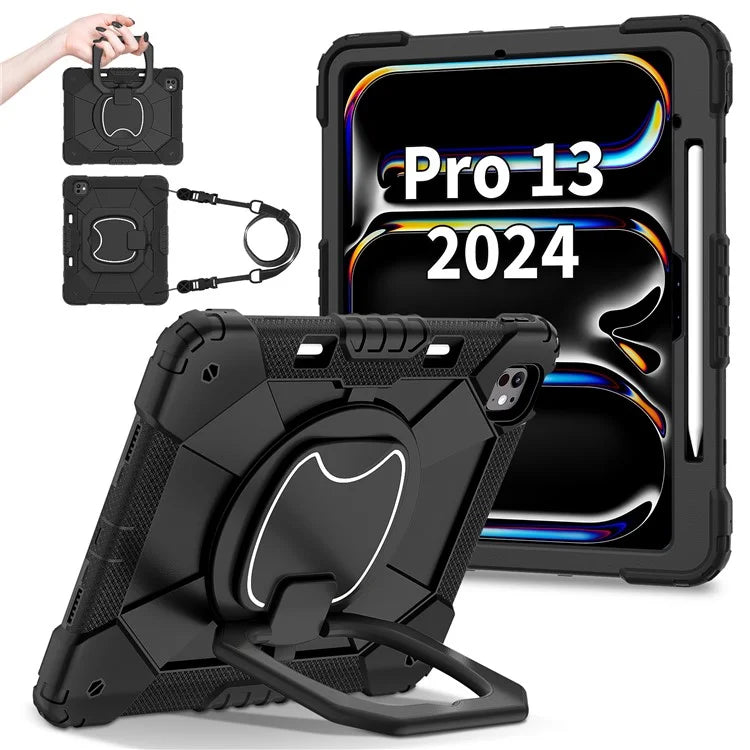For iPad Pro 13 (2024) Kickstand Case Silicone+PC Tablet Cover