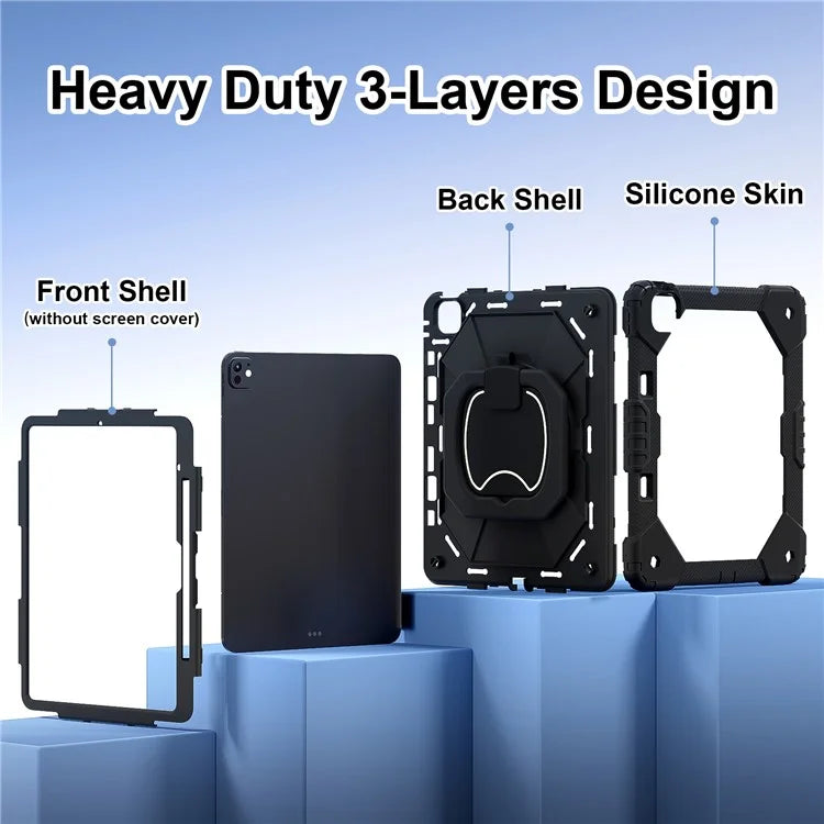For iPad Pro 13 (2024) Kickstand Case Silicone+PC Tablet Cover