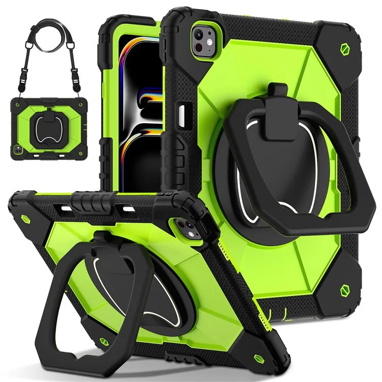 For iPad Pro 13 (2024) Kickstand Case Silicone+PC Tablet Cover