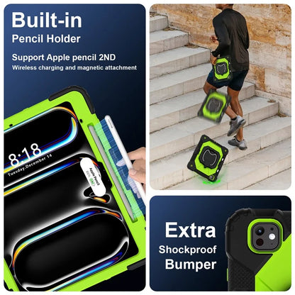 For iPad Pro 13 (2024) Kickstand Case Silicone+PC Tablet Cover