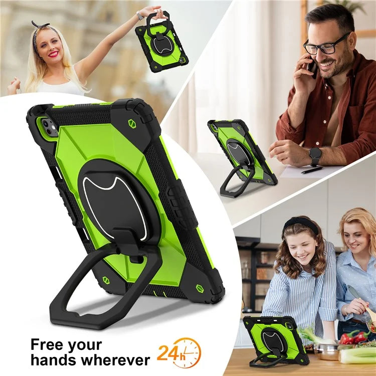 For iPad Pro 13 (2024) Kickstand Case Silicone+PC Tablet Cover