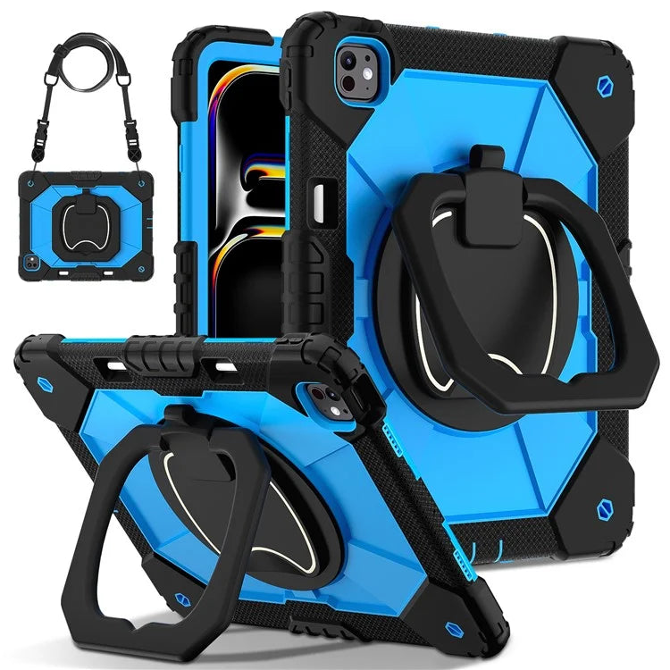 For iPad Pro 13 (2024) Kickstand Case Silicone+PC Tablet Cover