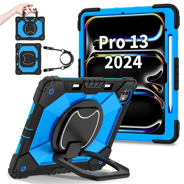 For iPad Pro 13 (2024) Kickstand Case Silicone+PC Tablet Cover