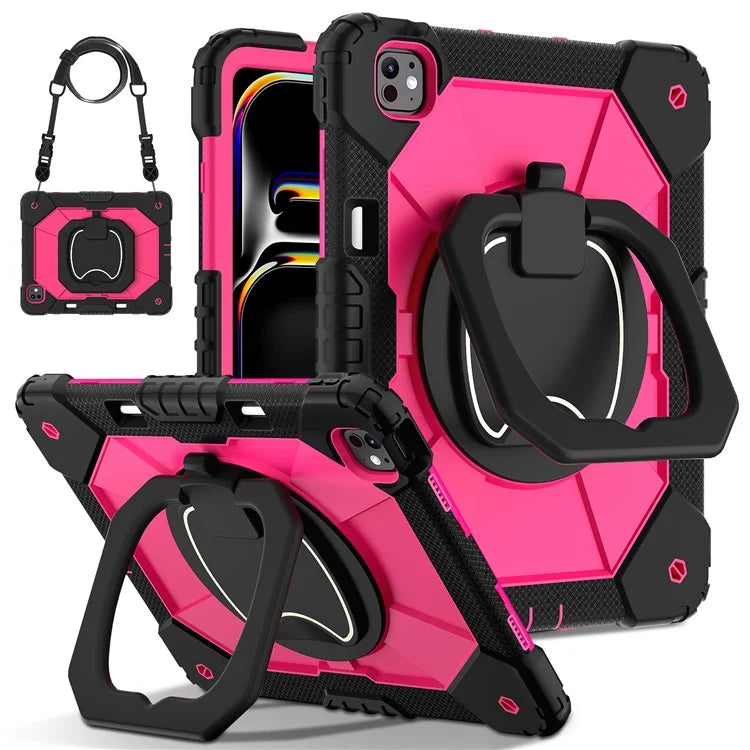 For iPad Pro 13 (2024) Kickstand Case Silicone+PC Tablet Cover