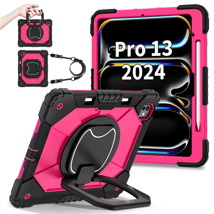 For iPad Pro 13 (2024) Kickstand Case Silicone+PC Tablet Cover