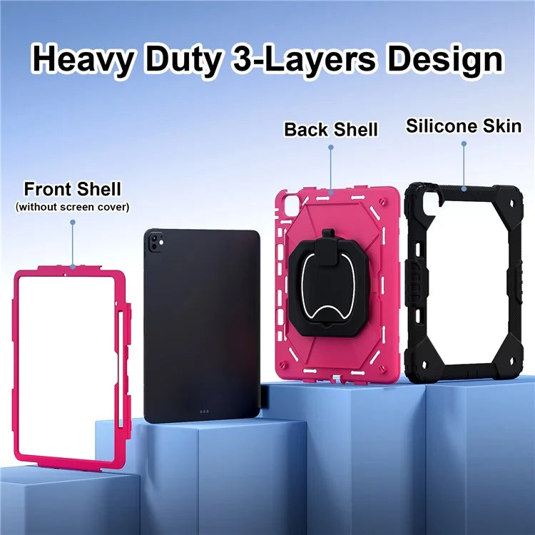 For iPad Pro 13 (2024) Kickstand Case Silicone+PC Tablet Cover